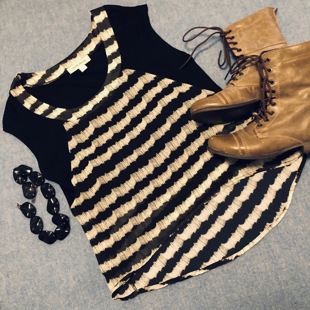 Painted Threads black and gray high-low top